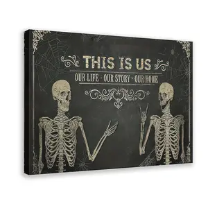 Gothic Skeleton Canvas Art Poster Print, Suitable for Living Room, Bedroom, Kitchen, Bathroom, Hotel, Cafe, Office - Creative And Interesting Gothic Decoration, Perfect for Room Decoration