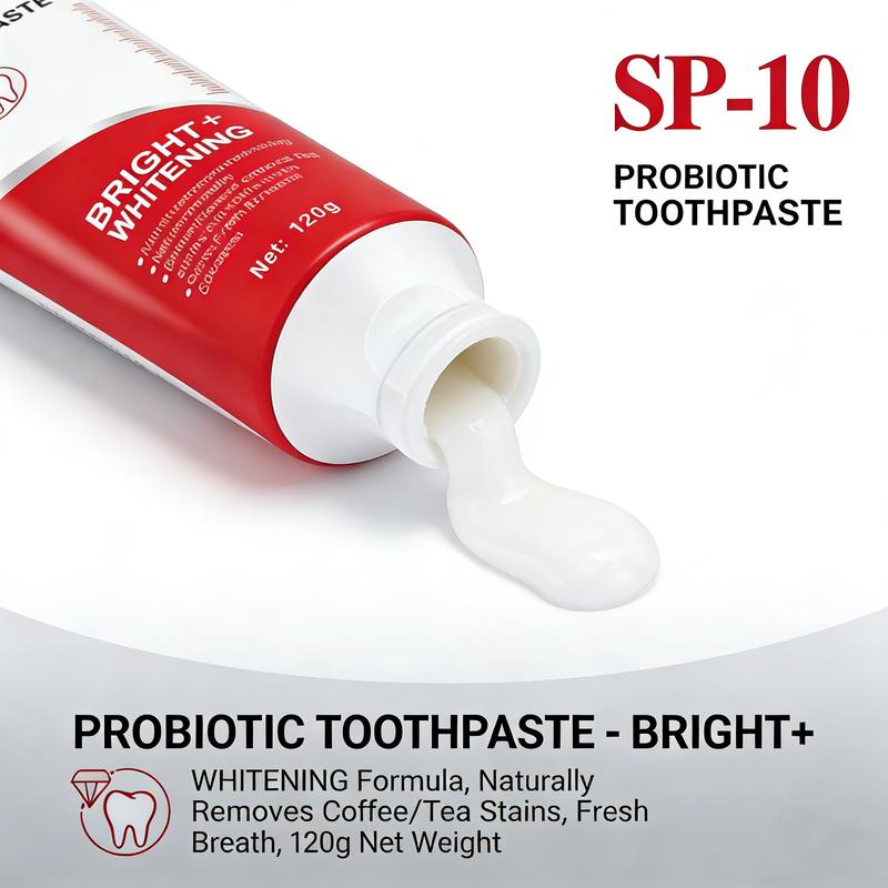 2 PCS SP-10 Probiotic Toothpaste,Enhanced Formula with 10 Probiotics for Teeth Whitening,Fluoride-Free, Fresh Mint Flavor