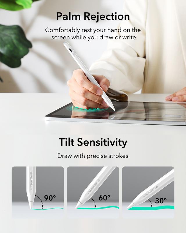ESR Geo Digital iPad Pencil Findmy Compatible with Apple iPad 2018-2025,with Easy Shortcuts for Apple iPad A16/10/9/8 & Air 13/11 & Pro 12.9/13/11 & Mini 7/6/5(No Wireless Charging)