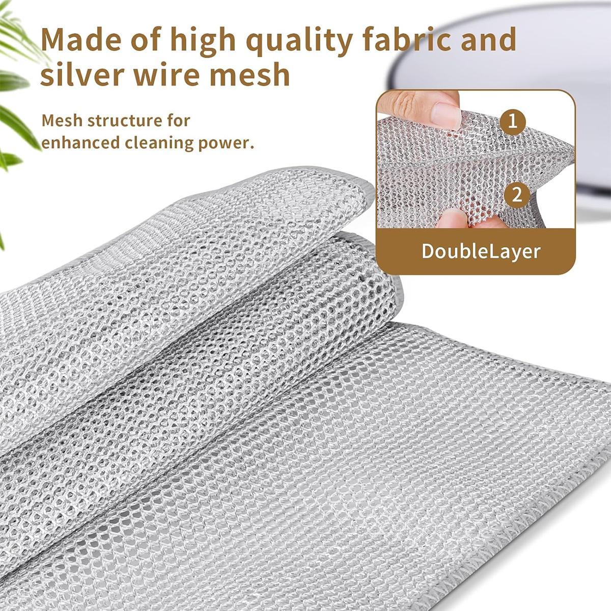 12 Counts Dishwashing Rags,Multipurpose Non-Scratch Wire Dishcloths for Wet and Dry Use, Reusable Wire Cleaning Cloths for Kitchen,Sinks,and Pans Silver Removable, Washable & More 12 Counts Dishwashing Rags,Multipurpose Non-Scratch Wire Dishcloths for Wet and Dry Use, Reusable Wire Cleaning Cloths for Kitchen,Sinks,and Pans Silver Removable, Washable & More