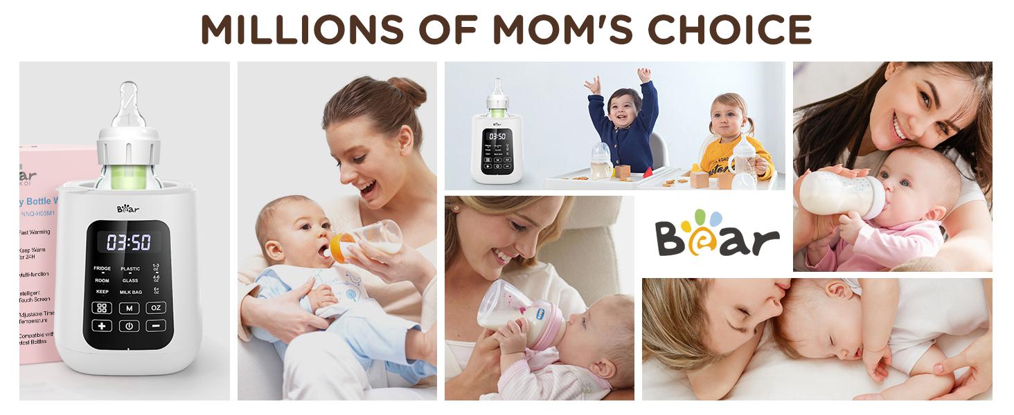 Bear Baby Bottle Warmer, Milk Warmer Breastmilk Bag Formula Fast Warming for New Born Baby Bottles, 6 Oz with Time Temp Control Automatic Shut Off at Home Use