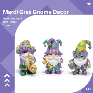 Hodao 2026 Carnival Party Limited Edition Mardi Gras Gnome Decor | Handmade Resin Figurines | Perfect for Party Table/Shelf & Holiday Gifts