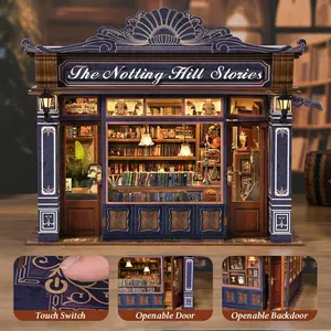 Book Nook Kit - DIY Miniature House Dollhouse Kit 3D Puzzles for Adults, Gifts for Family and Friends Bookshelf Decor Tiny House Model Build with Dust Cover - Notting Hill Stories for Lovers