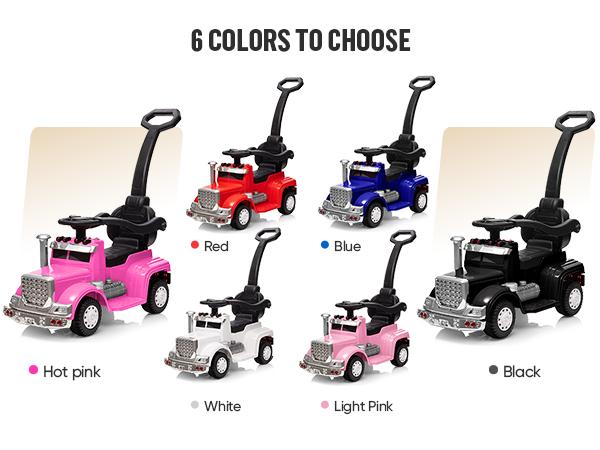 Hikiddo 3-in-1 Push Car with Handle, Kids Ride on Toy for Toddler Aged 1-3, Music & Light