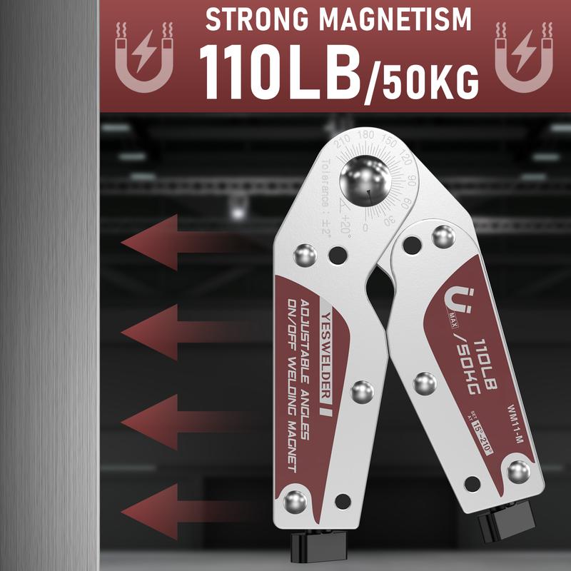 YESWELDER 15-200° Adjustable Angle Welding Magnet with On/Off Switch | 66LBs & 110Lbs Holding Power Magnetic Welding Positioner for Soldering, Metal Fabrication & Pipe Installation