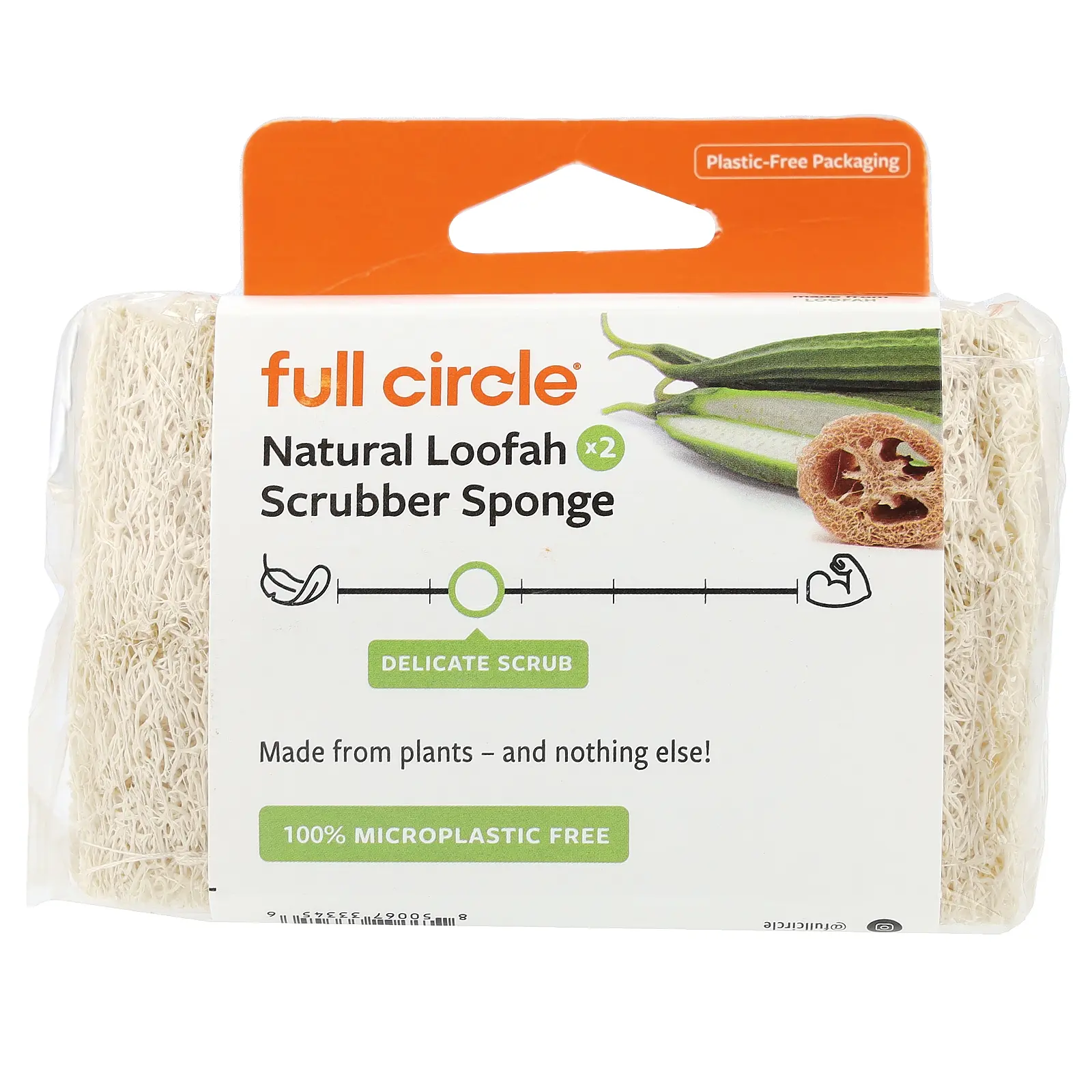 Full Circle Natural Loofah Scrubber Sponge, 2 Count