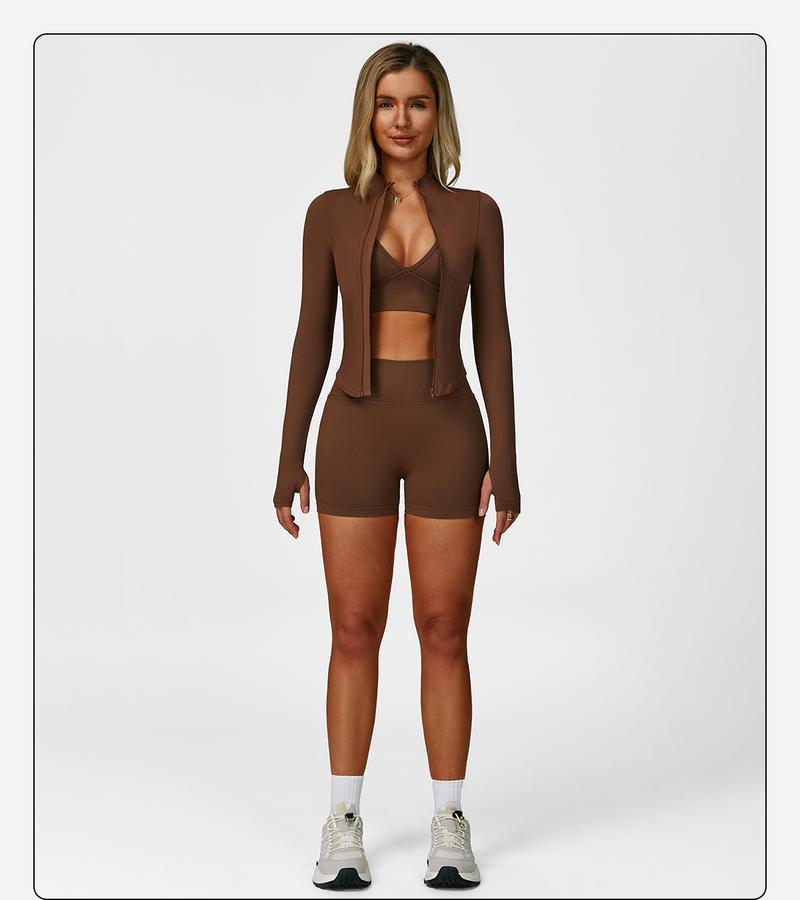 MFVIM Women's Sports Three-Piece Set Impact Compression Outdoor Fitness Running Activewear Versatile Everyday Workout High Waist Butt Lifting Yoga Pants