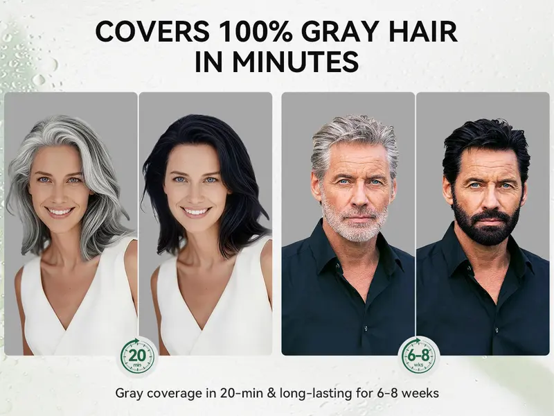 Limer 6-in-1 Multicolor Hair Dye Shampoo - 460ml Herbal, Ammonia-Free, Semi-Permanent, No Bleach Formula with Black Currant Leaf Extract for Adults, Anti-Aging Gray Hair Coverage, 48-Hour Patch Test Required At-Home Haircare