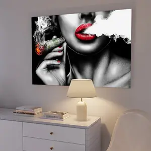 Red Lip Money Sexy Women Oil Painting on Canvas Posters Prints Affiche Cuadros Wall Pop Art Picture  Vintage bedroom canvas posters, hall wall art, bathroom canvas posters, home poster decoration, kitchen canvas - wall decoration Gifts Landscape
