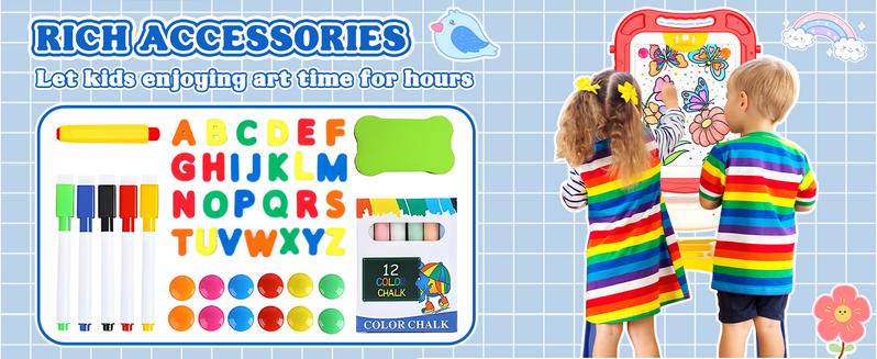 【Latest version】Easel for Kids,Toddler Toys for Ages 2-4, Double-Sided Magnetic Kids Art Easel for 2 Year Old Boy Birthday Gift,Toys for 3 Year Old Boy Dry Erase Boards,Drawing Boadrs for 2 3 4 5 Years Old Girl Gift