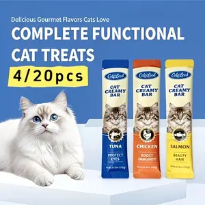 20-Pack Mixed Flavor Cat Treat Sticks - Chicken, Tuna & Salmon Lickable Snacks, Value Bundle for Daily Rewards & Variety-Loving Cats