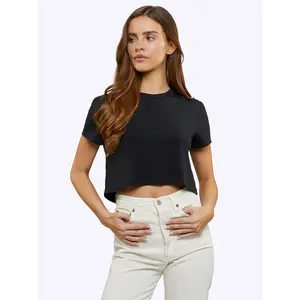 Cuts | Almost Friday Tee Cropped | Women's Classic Fit Crew Neck T-Shirt | Polyester Cotton Blend | Wrinkle Resistant Anti-Pilling Everyday Tee