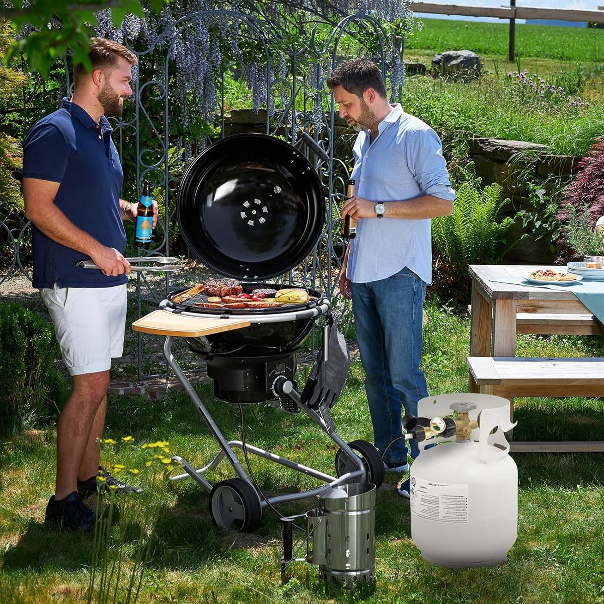 VAYWET 2Pcs / 1pc Propane Gas Adapter Connector, 5-40lb Tanks Universal Level Indicator High Pressure Camping Grill Pressure Gauge Propane Gas Tank Adapter On-off Control Valve Outdoor Kitchenware RV Camper Cylinder BBQ Gas Grill Heater QCC1