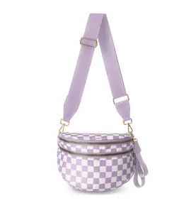 Women's checkered Crossbody bags, nylon checkered purses, and checkered fanny packs.