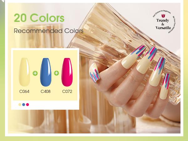 ROSALIND 23Pcs Mini Gel Nail Polish Set - 20Colors Trendy Bright Gel Polish with Base Coat Glitter Glossy Matte Top Coat for All Seasons Beauty Nail Supplies Girl Cute Gifts Requires UV