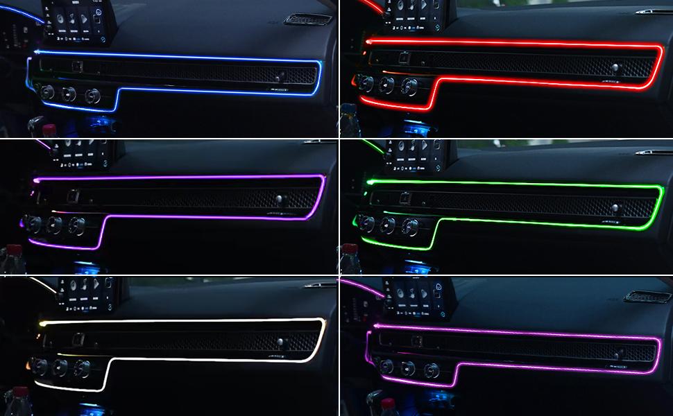 DIBMS Green 16FT Electroluminescent Car LED Strip Lights, USB-Powered Interior Ambient Lighting Kit with Fuse Protection, USB Powered Multicolor Car Interior Light ,USB Powered Car Interior Fiber Light