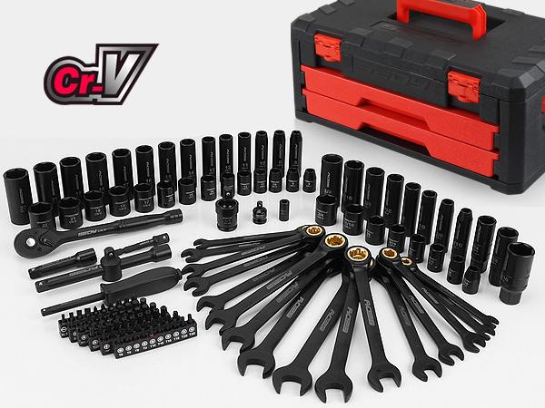 Premium 132-Piece Mechanics Tool Set, SAE/Metric 1/4" & 3/8" Drive Socket Set, Ratcheting Wrenches, Extensions & Adapters, Quick-Release Ratchet, Professional Auto Repair Tool Kit with Storage Case, Christmas Gift