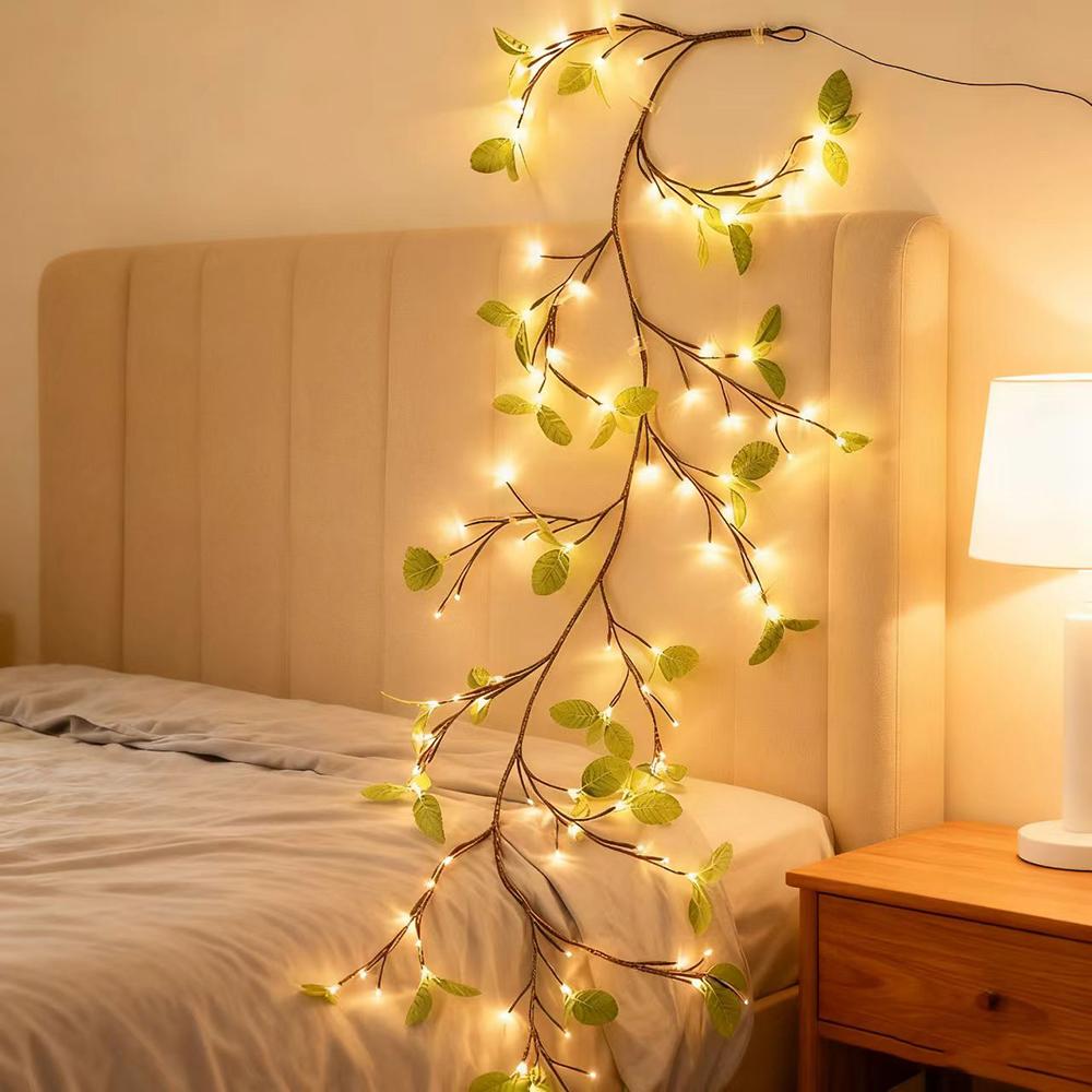 Leaf String Lights for Wall Willow Vine Tree Branch Lights Decoration Gift with 96 LED Light and Remote 8 Lighting Modes for Bedroom Wall Doors Windows Wedding Christmas
