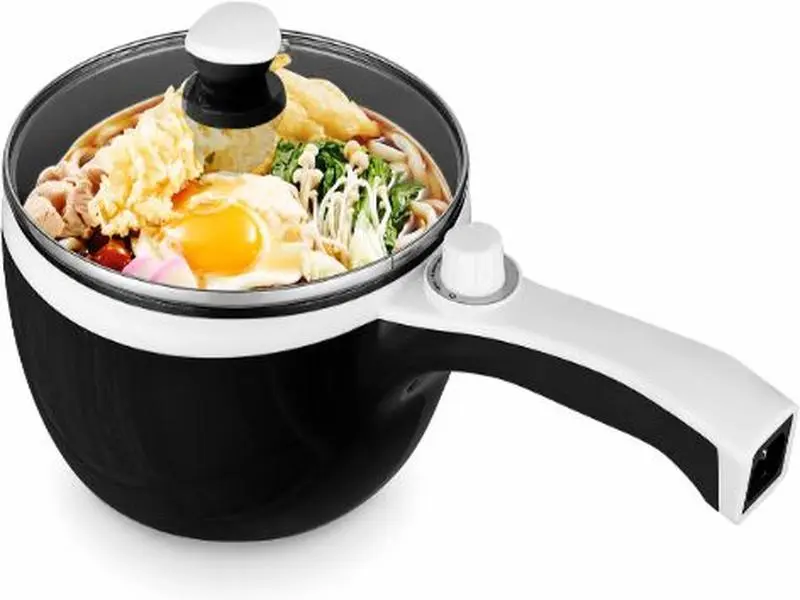 1.5L Nonstick Electric Hot Pot - Dual Power 300W/700W Portable Mini Cooker for Ramen, Soup, Travel & Dorm Use