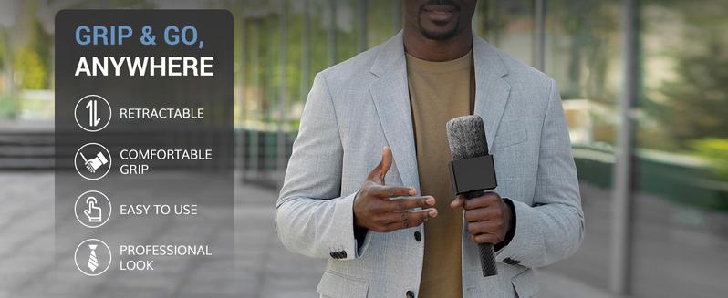 TP40 Adjustable Wireless Mic Handle Compatible with DJI RODE Hollyland All Lavalier Mic Stand Channel Flag Box Rubber Grip Wind Muff for Reports244