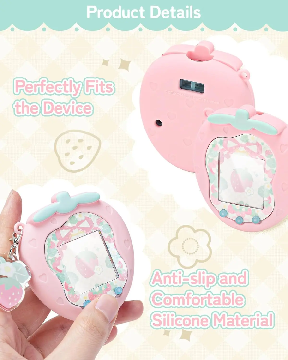 GeekShare Coque Silicone Tamagotchi Paradise - Protection Souple Avec Boutons Et Chaîne Perles - Anti-rayures