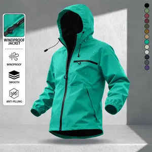 Men's casual hooded jacket, fashionable multi-purpose outdoor casual windproof and waterproof jacket with adjustable hat design, waterproof and wear-resistant surface design, suitable for daily commuting, cycling, park camping, clock in time, suitable for