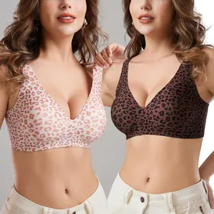 Vertvie Jelly Bra Deep V Plunge with Wide Straps Seamless Wireless Bras Comfort & Sexy U-Back Design Everyday T-shirt Bra for Women Casual Wear