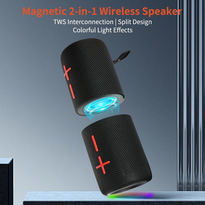 [Magnetic Edition] Portable Bluetooth Speaker with Subwoofer 2-in-1 Bluetooth Speaker Modern Style Bluetooth 5.3 Connection Use it while traveling. A must-have for music lovers who want to catch up on TV dramas. Audio Black