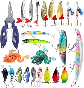 Funny Bass Fishing Spinner Lures 24 PCS Fishing Lures Kit, Bass Fishing Lure for Saltwater & Freshwater, Minnow VIB Swimbait Crankbait Spoons Soft Lures, Catch All Fish Kit for Bass Trout Crappie Bluegill, Deep Diving & Topwater