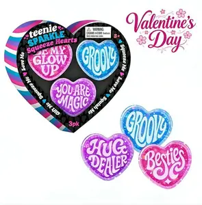 Valentine’s Day 3PCS Sparkly Heart Stress Relief Toys – Mini Gifts for Couples & Friends