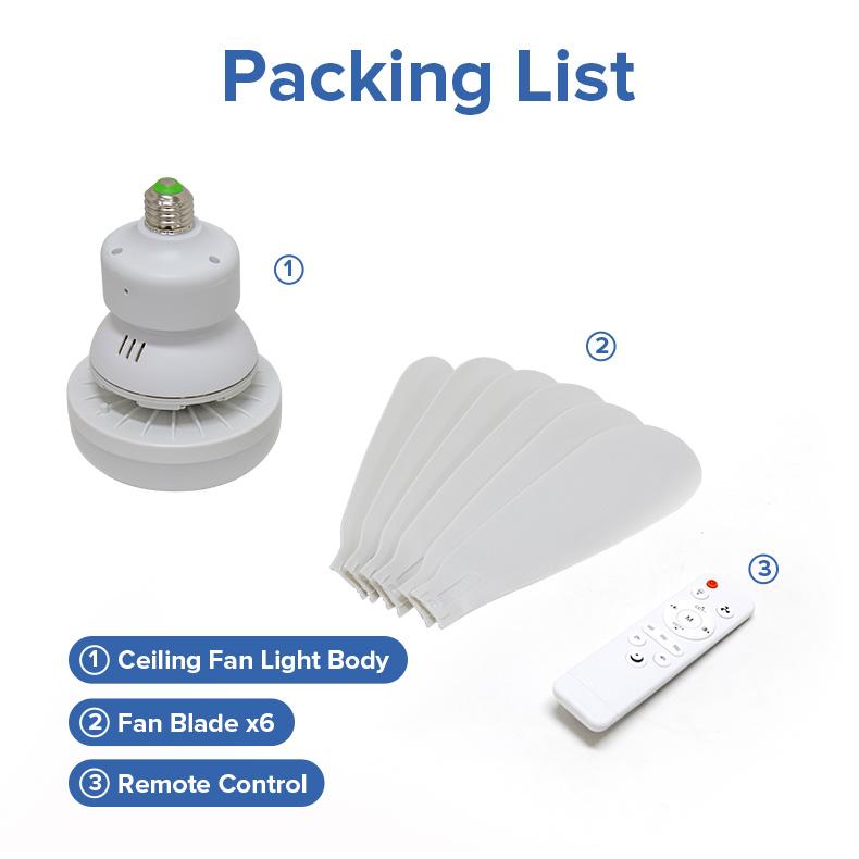 Remote-Controlled Dimmable Ceiling Fan Light | 3-in-1 LED Light socket Fan | No Tools Needed – Perfect for Dorms & Bathrooms