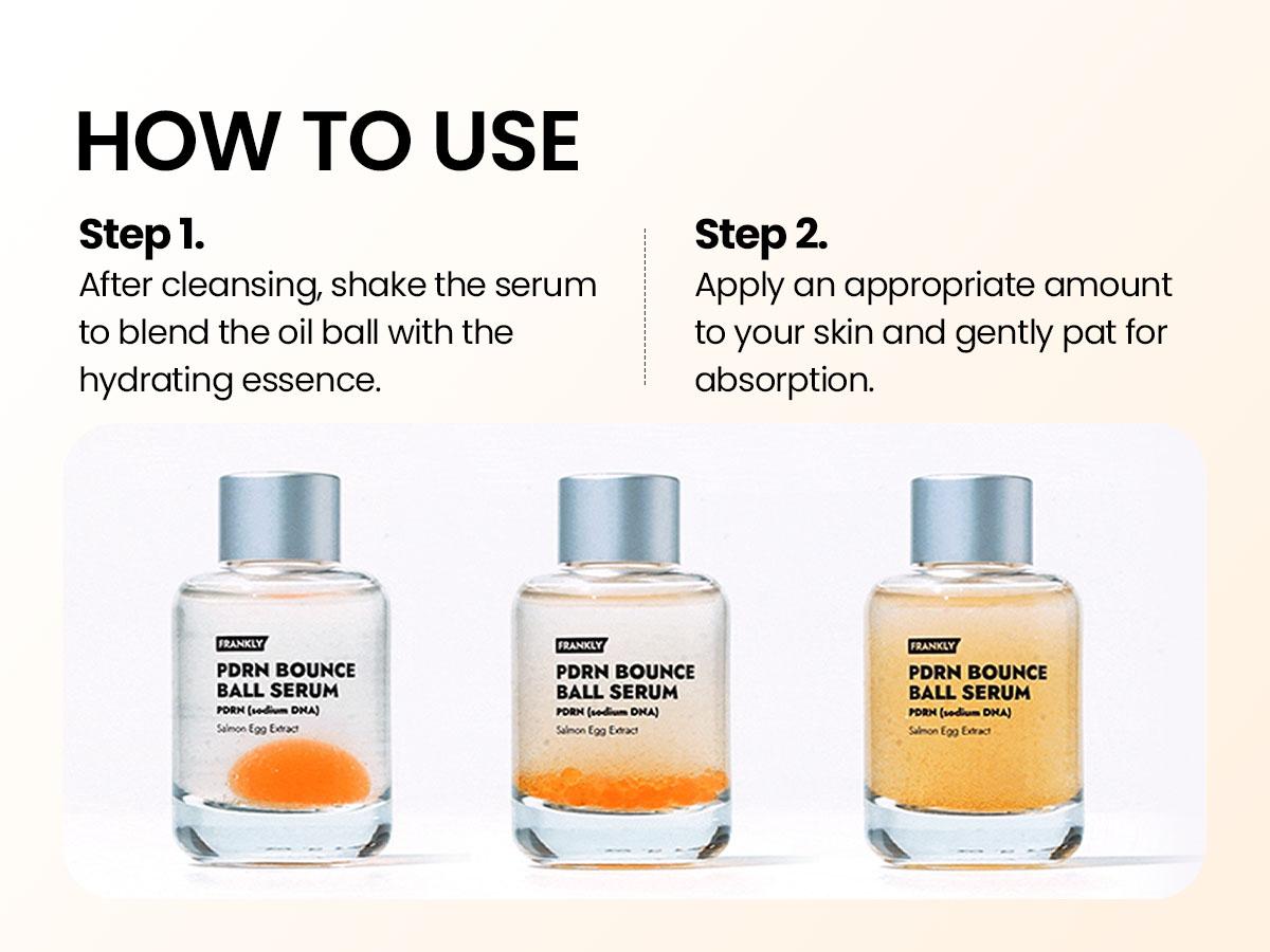 [FRANKLY] PDRN Bounce Ball Serum | 99% Pure Salmon DNA Moisturizer for Skin Repair & Glow Skin | Barrier Repair, Glow Skin, Plumping Effect, Korean Skincare, Lightweight