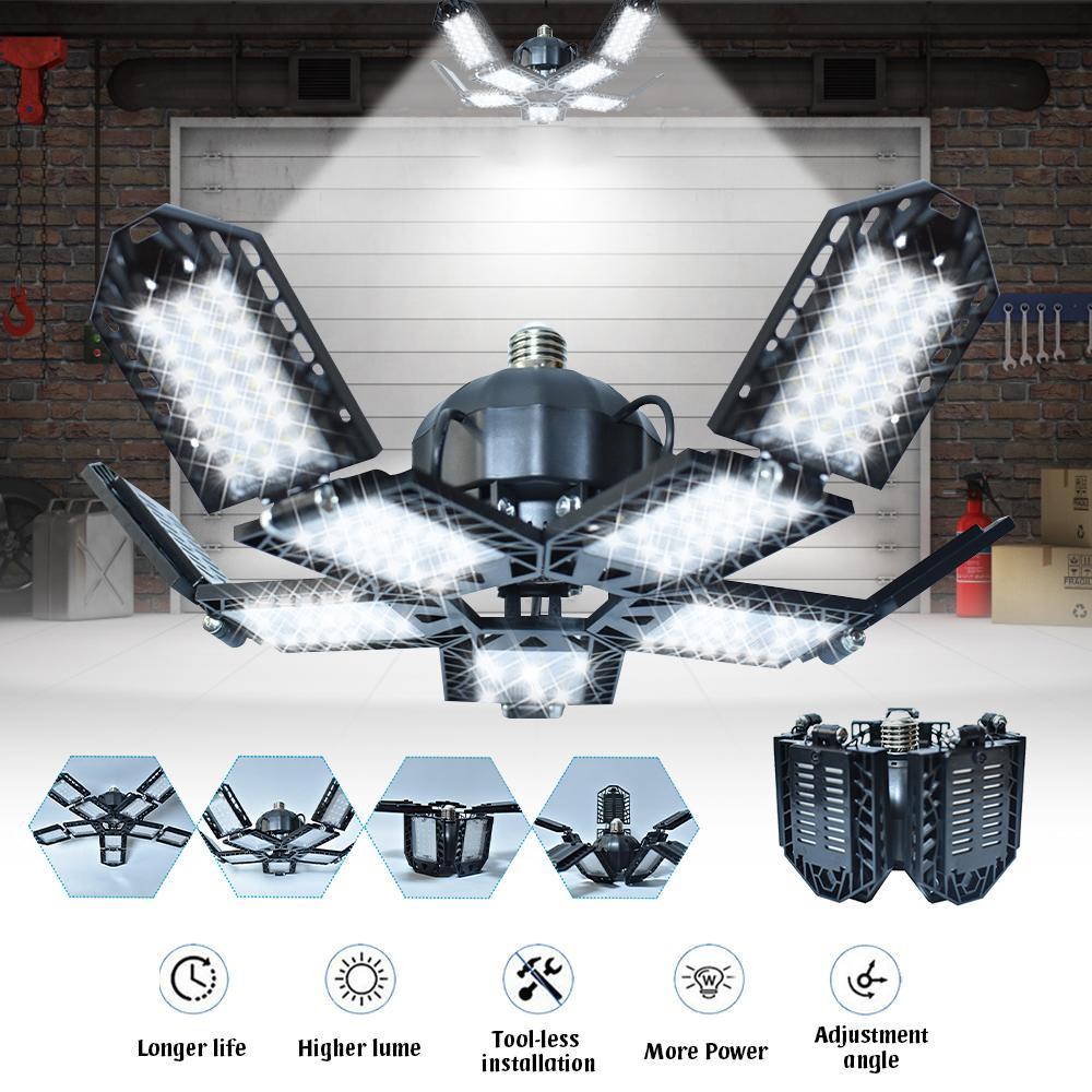 LED Garage Ceiling Light, Adjustable LED Basement Light 10 Deformable Panels, 6500K E26 E27 , LED Garage Light LED Garage Ceiling Light, Adjustable LED Basement Light 10 Deformable Panels, 6500K E26 E27 , LED Garage Light