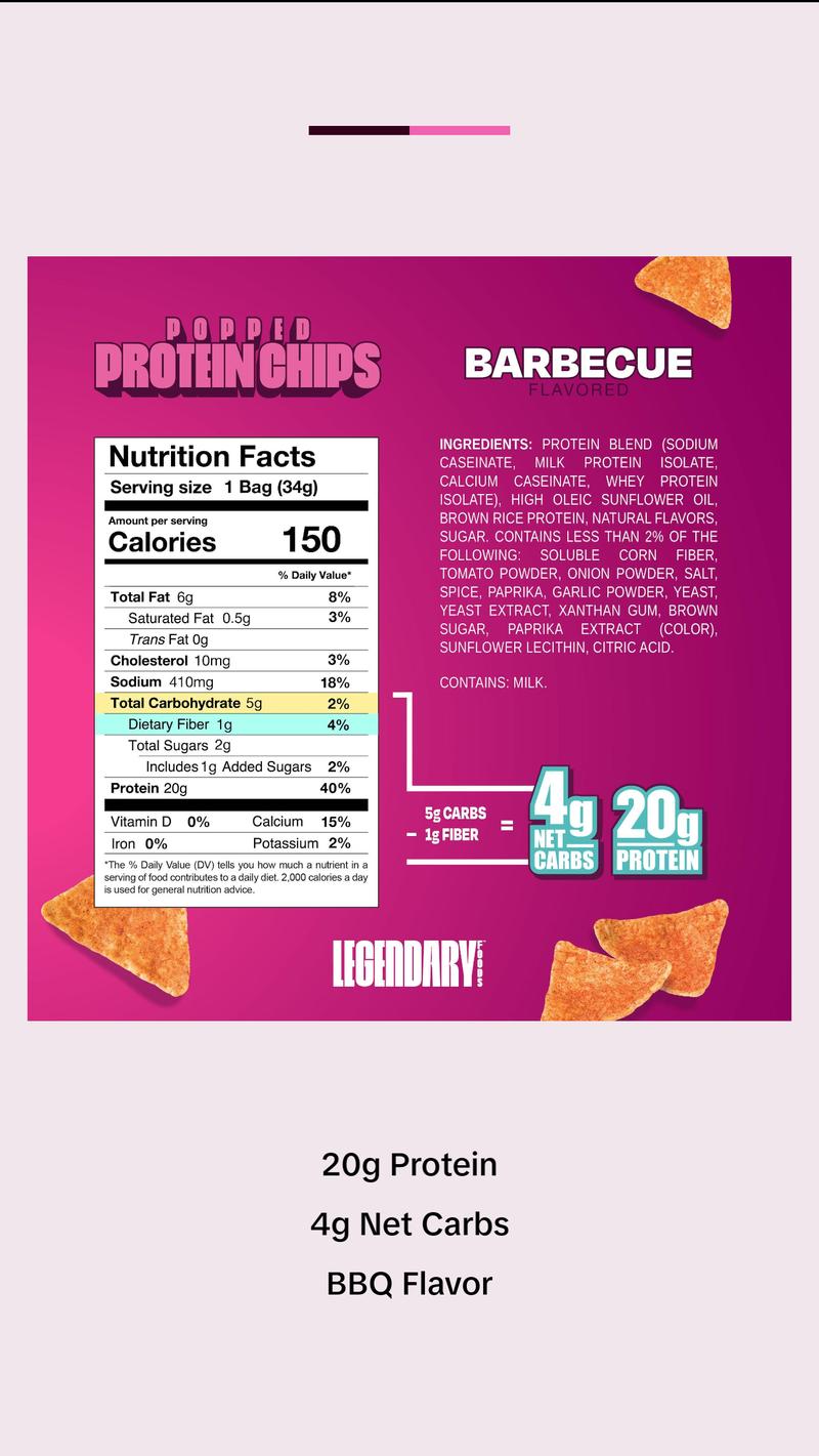 Barbecue Popped Protein Chips Snack Crispy - 7 pack
