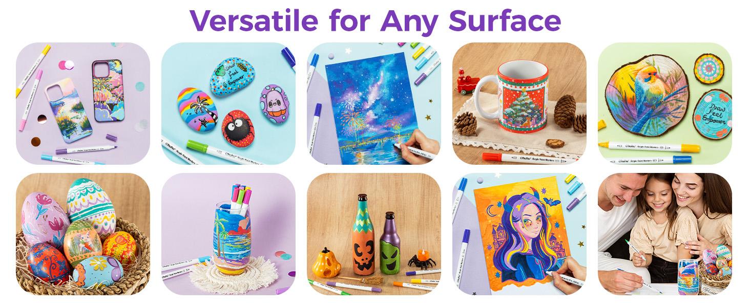 Ohuhu Acrylic Paint Markers Dual Tips: Brush & Fine - 36 Colors / 72 Colors - Paint Pens High Opacity Acrylic Markers Waterproof Lightfast for Christmas Gifts Rock Painting 3D Prints Egg Wood Glass Ceramic DIY Crafts - Akaka Series of Ohuhuart Ohuhu Acrylic Paint Markers Dual Tips: Brush & Fine - 36 Colors / 72 Colors - Paint Pens High Opacity Acrylic Markers Waterproof Lightfast for Christmas Gifts Rock Painting 3D Prints Egg Wood Glass Ceramic DIY Crafts - Akaka Series of Ohuhuart