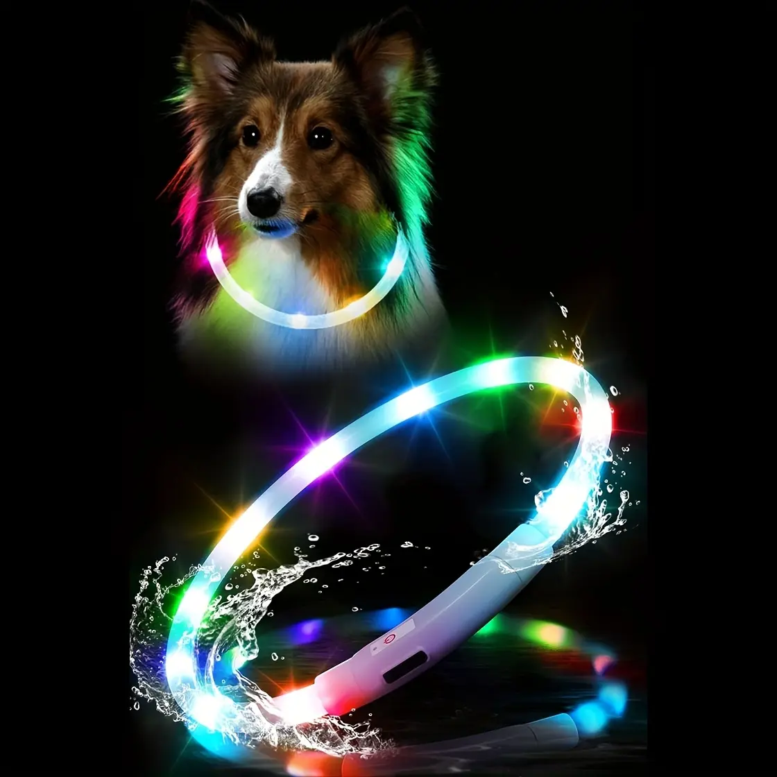 EVERBETTERUS Light Up Dog Collar, LED Dog Collar, USB Rechargeable Dog Lights for Night Walking, Adjustable Glow in The Dark Collars for Small Medium Large Dogs, Waterproof Safety Pets Lights
