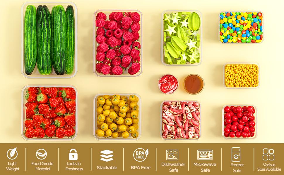 40 PCS Airtight Food Storage Containers with Lids – Leakproof BPA-Free Meal Prep Containers, Stackable Kitchen & Fridge Organizer