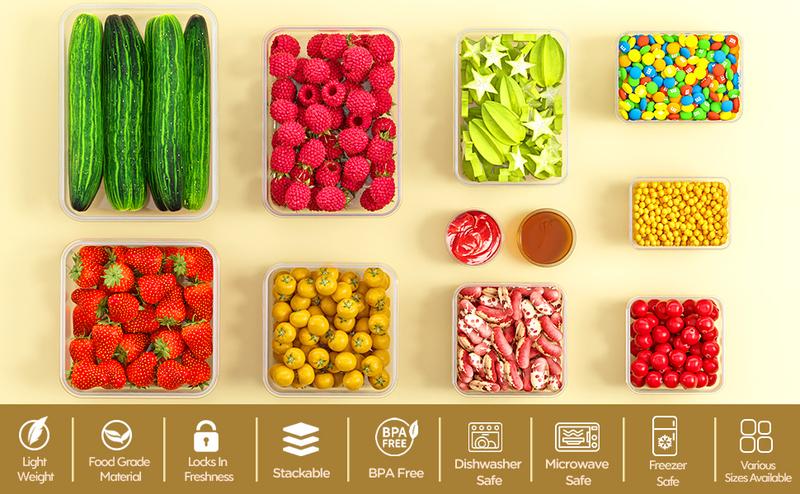 [Local Stock]  40 Pcs Airtight Food Storage Containers Set (20 Containers & Lids), Leakproof, Reusable, BPA-Free Meal Prep Fridge Organizers Stackable