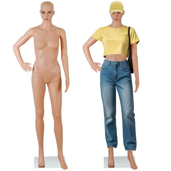 Segawe Female Realistic Mannequin with Abs, Skin, Self-Customizable Feature, Female Look & Standard Figure - 173cm/68.1in Full Body Dress Form, 30cm/11.81in Head-Turning Function, 35x35cm/13.8x13.8in Base for Office Stationery Display