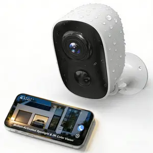 Security Cameras Wireless Outdoor: WiFi Battery Cameras for Home Outside 2K Color Night Vision Motion Detection Surveillance Cameras Two-Way Audio Siren Alarm Spotlight(White)