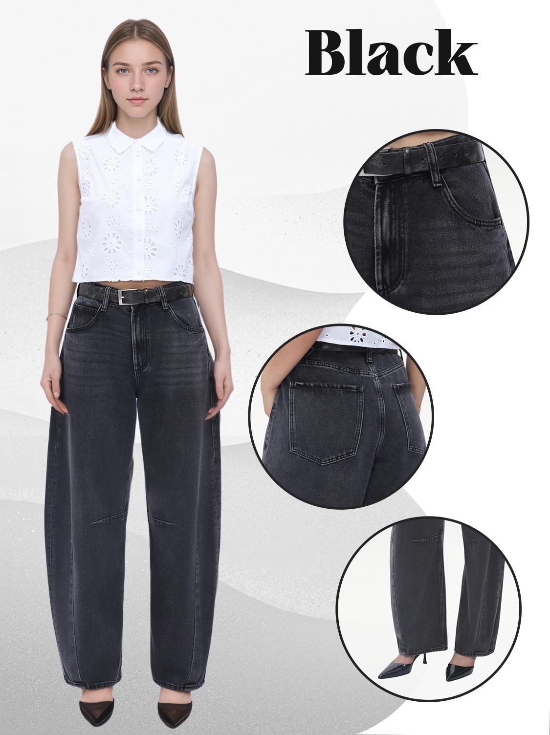 Blake BlueMoment Non-Stretch High Waist Barrel Jeans Womenswear Bottom Casual Denim Pants Spring Outfit Basic Streetwear BM003 #TikTokShopSpringGlowUp