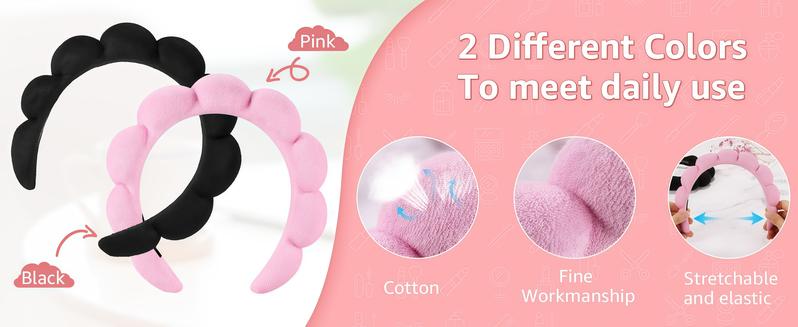 LMMAKE Spa Headband with 2 Wristbands Ultra-Absorbent Puffy Terry Cloth Non-Slip Inner Grip for Dry Hair Facial Cleansing Makeup Skincare Routines Home Spas Morning Prep Beauty Treatments Women's Practical Skin Care
