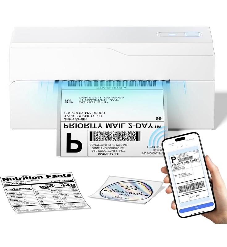 4x6 Thermal Sticker & Shipping Label Printer with Bluetooth – Inkless Printer for Small Businesses