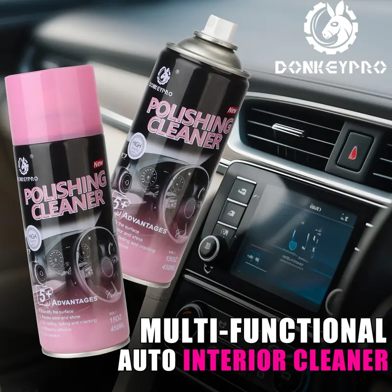 Donkeypro Car Interior Detailer & Restorer – Protects & Polishes Leather, Plastic, Rubber – User-Friendly Trim Restorer with UV Protection – Safe Auto Detailing Supplies – 15 Oz Kit