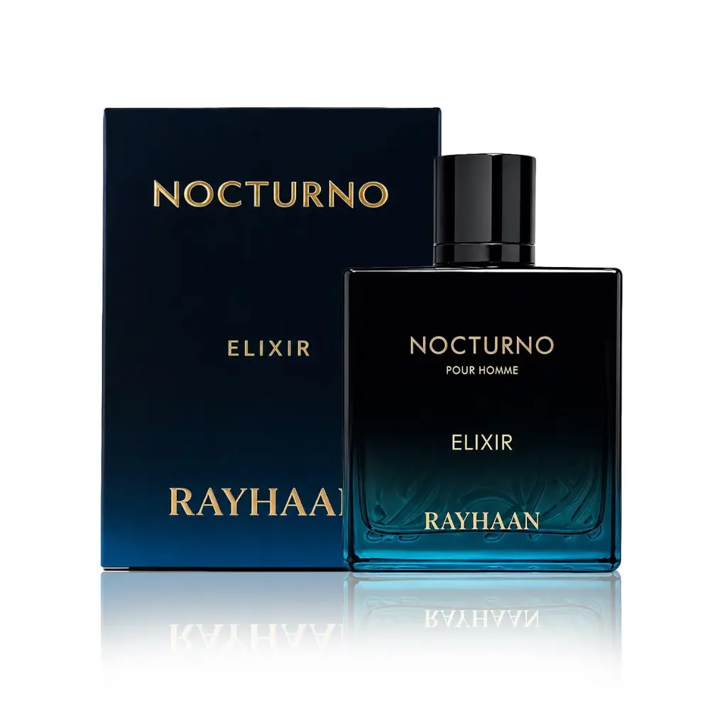 Rayhaan Nocturno Elixir For Him Alcohol-Based Men's Perfumes - 3.4 oz Aroma Eau de Parfum, Single Item Woody Fragrance with Sandalwood, Labdanum, Warm Amber, Long-Lasting Cologne