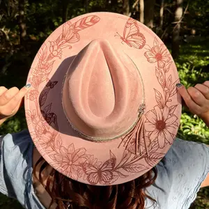 Wide Brim Adjustable Hat Butterflies and Flowers Ready to Wear or Paint