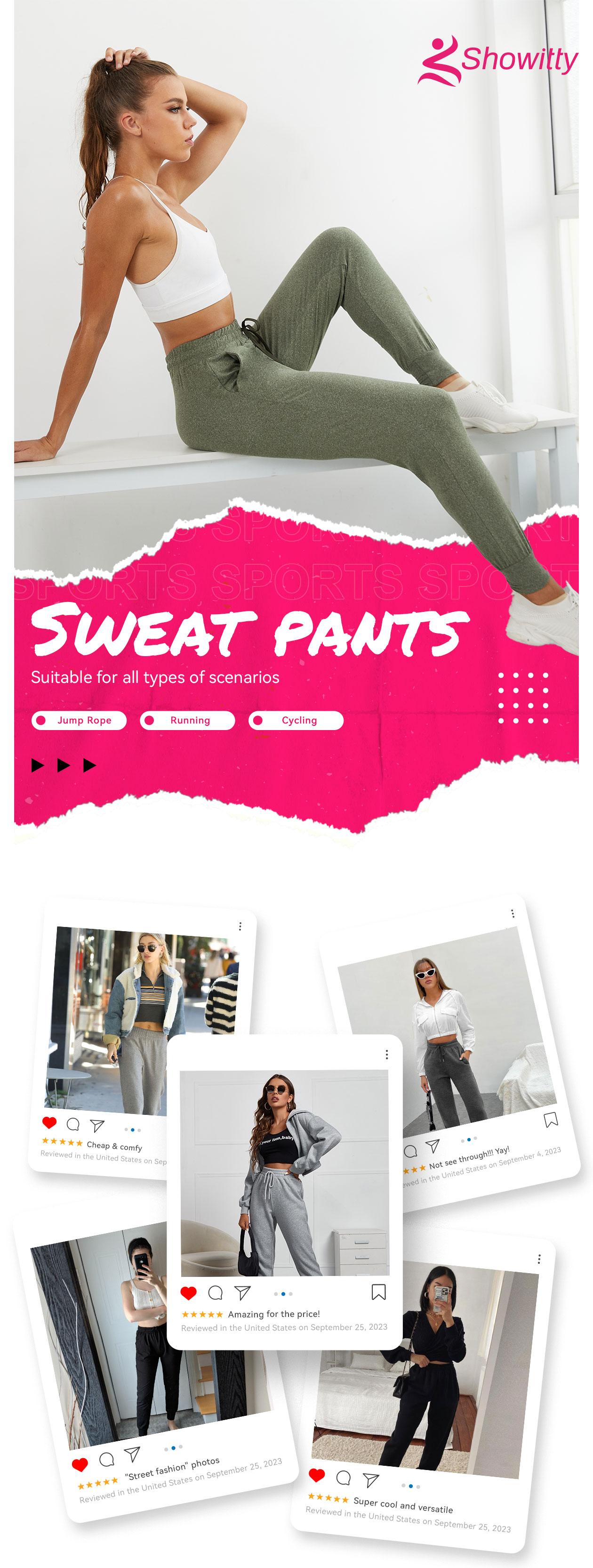 SHOWITTY Women's High Waisted 3 Pack Joggers – Lightweight Sweatpants with Pockets Comfy Yoga Pants for Workout, Casual Wear and Lounge