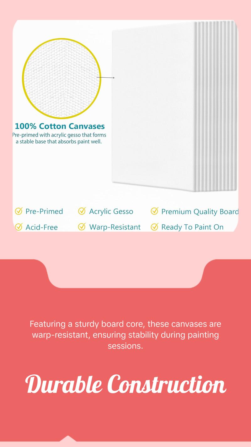 Canvases for Painting - 8x10 12 Pack Art Paint Canvas Panels Set Boards - 100% Cotton Primed Painting Supplies for Acrylic, Oil, & Watercolor Paint Canvases for Painting - 8x10 12 Pack Art Paint Canvas Panels Set Boards - 100% Cotton Primed Painting Supplies for Acrylic, Oil, & Watercolor Paint