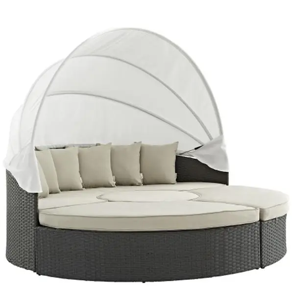 East End Imports EEI-1986-CHC-BEI-SET Sojourn Outdoor Patio Daybed, Antique Canvas Beige Outdoor Furniture Set