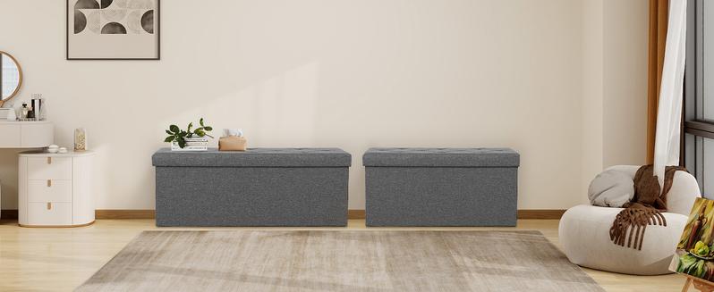 [Summer Deal] Storage Ottoman Bench, Folding Ottoman Stool, Storage Chest, End of Bed Bench with Seating for Bedroom, Living Room Toy Box Footrest Furniture Durable Comfortable Sturdy Interior